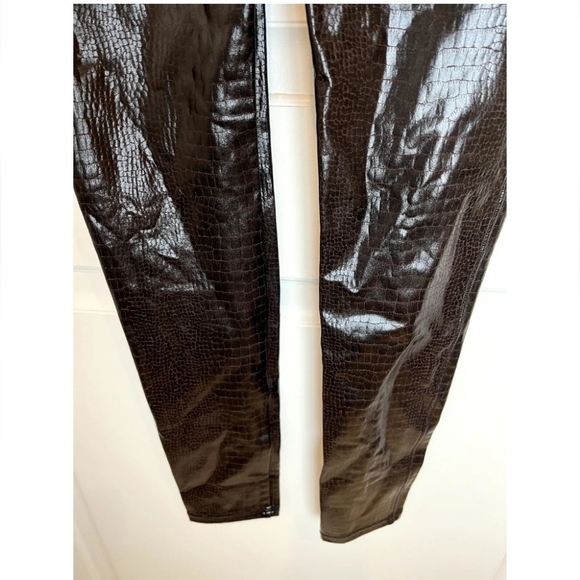 Spanx Brown Faux Leather Croc Shine Leggings Size Medium - Picture 13 of 13